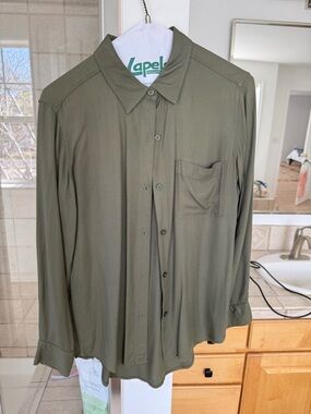 Aritzia Olive Green Button-Down Shirt
